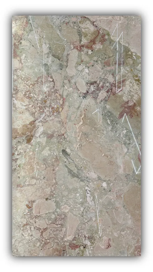 莫奈花园大板实拍，奢石，红粉色系，3480mm x 1870mm 1.8mm，码单号 ZCM-10，杭州和盛石材在库天然石材