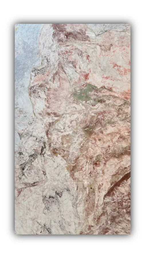 樱花粉大板实拍，奢石，红粉色系，3300mm x 1790mm，码单号 MSL86005，杭州和盛石材在库天然石材