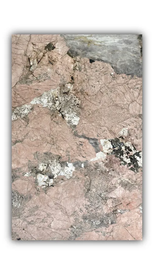 粉色潘多拉大板实拍，奢石，红粉色系，3120mm x 1980mm，码单号 QY2548，杭州和盛石材在库天然石材