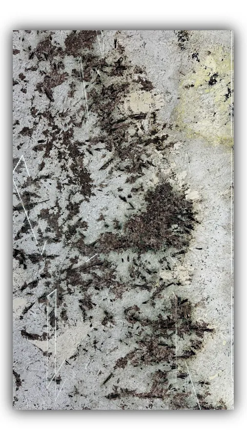 雪山兰大板实拍，奢石，白色系，3320mm  x 1940mm 1.8mm，码单号 XS25077944，杭州和盛石材在库天然石材