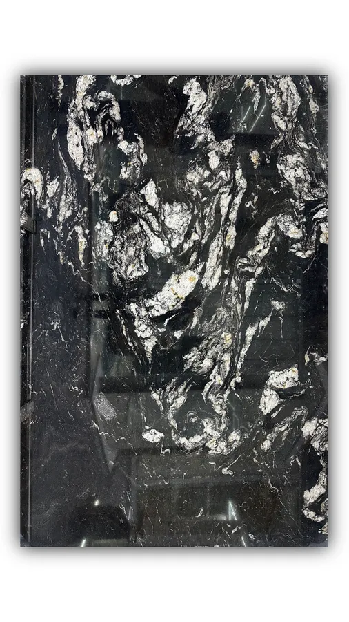 宇宙金大板实拍，奢石，黑白色系，2990mm x 1960mm，码单号 10320，杭州和盛石材在库天然石材