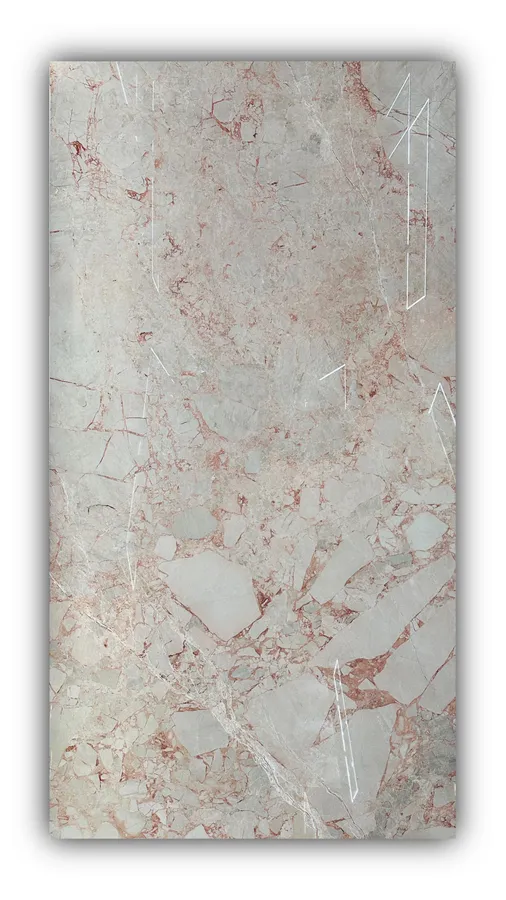 宝格丽粉大板实拍，奢石，红粉色系，2990mm x 1570mm，码单号 ZXB-6-18，杭州和盛石材在库天然石材