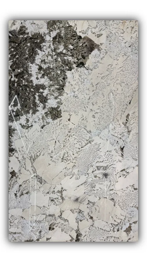 孔雀开屏大板实拍，奢石，白色系，3300mm x 1950mm 1.8mm，码单号 23091，杭州和盛石材在库天然石材